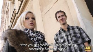 Groom watches his blonde bride Ria Sunn having sex with a stranger because they need money for wedding