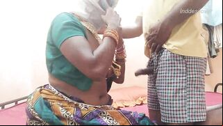 Penis of the horny devar in a mask docks with Bhabhi's Indian vagina