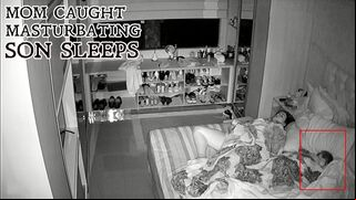 Spy cam caught kinky mom masturbating, while son sleeps next to