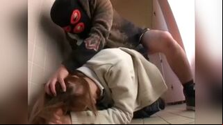 Asian teen babe gets forced fucked In toilet by masked rapist