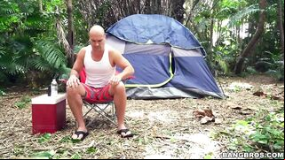 Chick masturbates and takes stepbrother's XXX penis in the tent