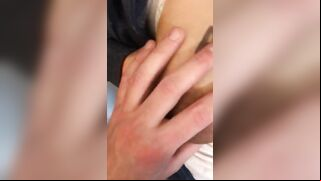Aroused guy brazenly touches XXX pussy of innocent Arab stepmother