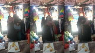 Leaked Desi MMS! Pakistani shop owner having sex with two customers
