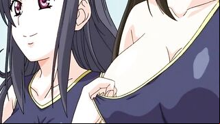 Hentai coed sees stiff cock - Exclusive hentai content featuring a college girl getting a glimpse of a hard penis.