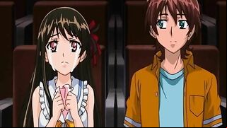 Hentai coed sees stiff cock - Exclusive hentai content featuring a college girl getting a glimpse of a hard penis.