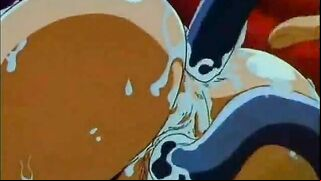 Hentai monsters with tentacle cocks take on multiple partners in an outdoor gangbang