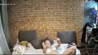 Lovely woman with purple hair caught sister naked and started making out