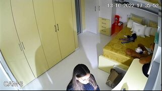 The hidden cam results in a caught sister masturbating instead of studying
