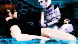 Robot fuck movie with lots of facesitting and titty fucking to the limit