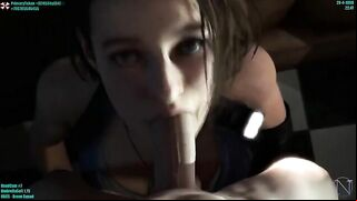 Jill Valentine looks so hot and obedient with a hard dick in her kinky mouth