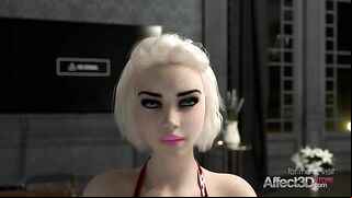 VR content showing a hot futa fucking a submissive chick from behind brutally
