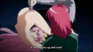 Cute hentai teen with long pink hair gets anal sex from her virgin slave.