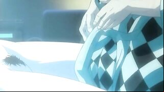 Hentai body wash scene featuring a dungeon slave being fucked with anal beads and an ass-toy.