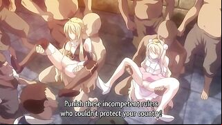 Blonde hentai princesses are sexually assaulted by raunchy pirates in a graphic scene.