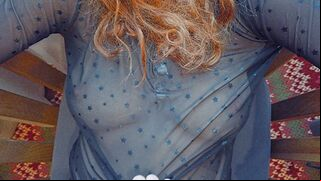 This redhead teen in a mesh bodysuit with big natural tits is ready to play.
