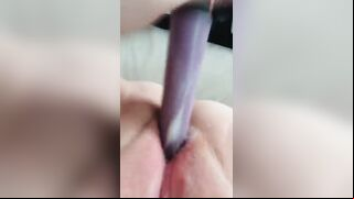 Chubby Amateur Creamy Pussy Masturbates with Dildo & Moans in Tight Selfie