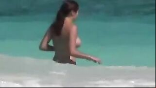Sexy, Naked Woman On Voyeur Camera At Beach Filmed
