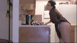 Pleasures of a Hot Mother's ~ Hidden Cam Captures Her Explosive Orgasmic Masturbation in Kitchen