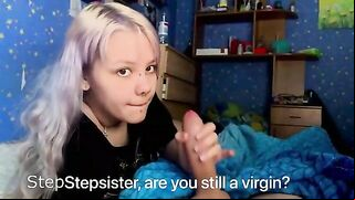 With his firm cock in her hands, this sister is pretty damn happy