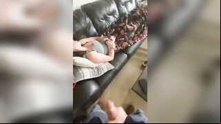 Dude jerks off to his sister as she rests and it is taboo incest