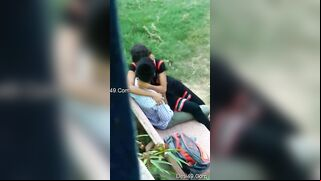 Leaked Desi MMS! A young student and a tutor were caught having sex outdoors!