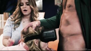 Horny Stepdaughter Caught Masturbating with VR - Stepparents Can't Resist!